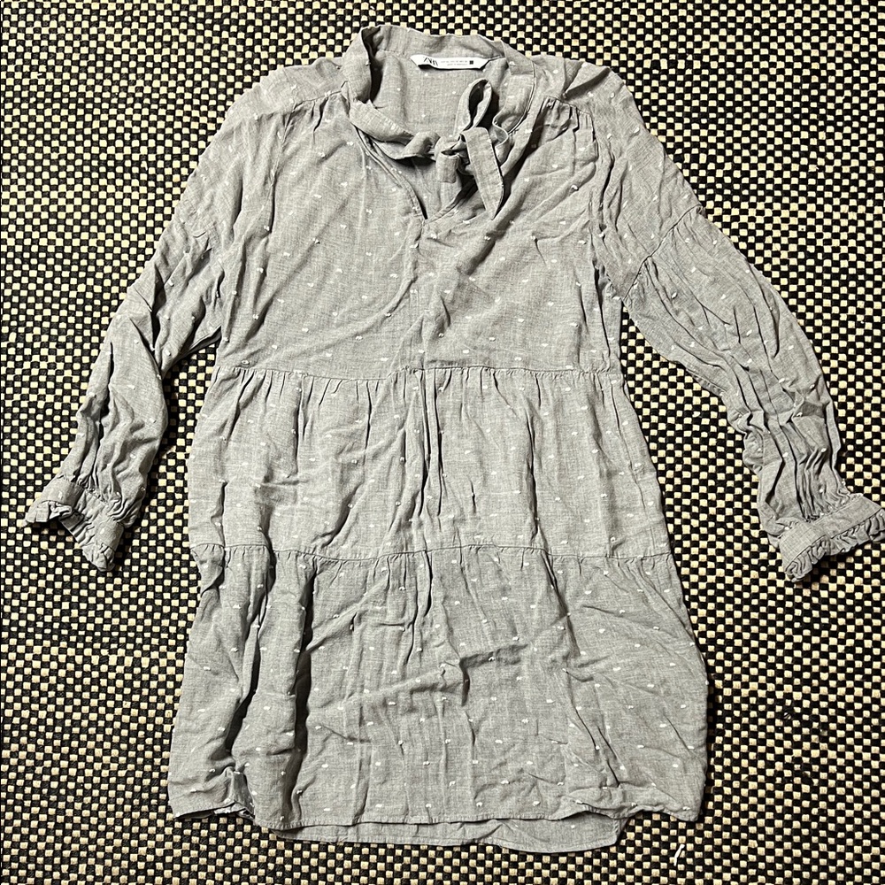 Zara Gray Long-Sleeve Dress